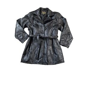 VTG Leather & Soul Women's Genuine Leather Coat Button Up Lined Fits like M/L